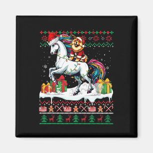 Aimant Père Noël Chow Chow Riding Unicorn Sweater L