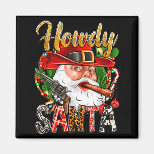 Aimant Père Noël Cowboy Salut Noël Western Country