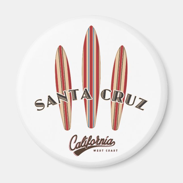 Aimant Père Noël Cruz California Trois Surf boards (Devant)