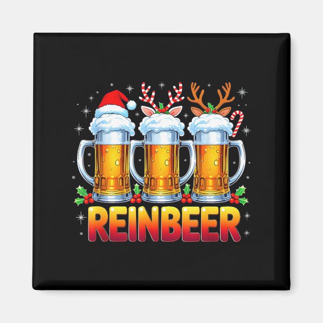 Aimant Père Noël de Noël Amateurs de Bière Drôle Tendance (Devant)