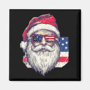 Aimant Père Noël de Noël Patriotique Usa Lunettes de sole