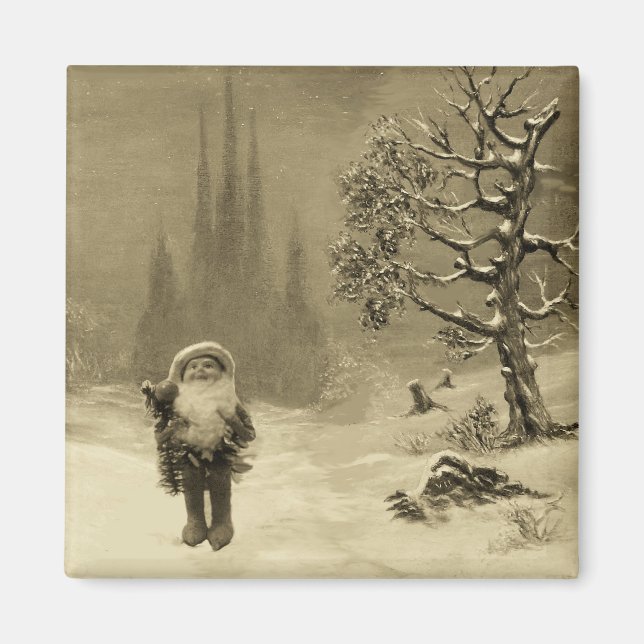 Aimant PÈRE NOËL DES GNOMES Funny Noël Sepia Brown (Devant)