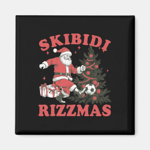 Aimant Père Noël drôle de football Skibidi Rizzmas sapin