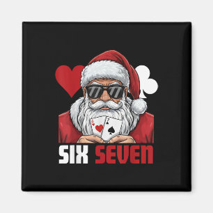 Aimant Père Noël drôle dit six sept Poker Noël 67 Meme