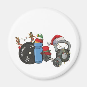 Aimant Père Noël drôle haltères musculation gym Noël