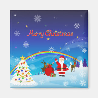 Aimant Père Noël et rennes