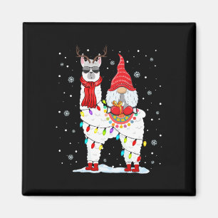 Aimant Père Noël Gnomes Riding Llama Reindeer Noël Lumièr