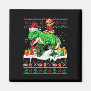 Aimant Père Noël Golden Retriever équitation T-rex Christ