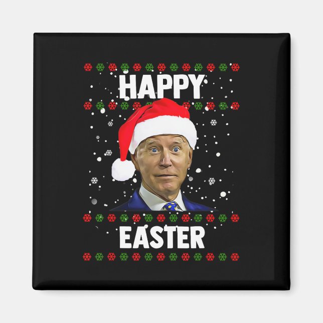 Aimant Père Noël Joe Biden Joyeux Noël Pâques moche Sweat (Devant)