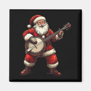 Aimant Père Noël jouant du banjo Joueur de banjo drôle Bl
