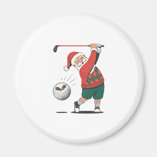 Aimant Père Noël Jouer Golf Joueur de Noël
