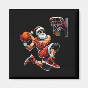 Aimant Père Noël Joueur de basket-ball Dunking Noël Bas