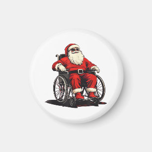 Aimant Père Noël lunettes de soleil en fauteuil roulant p