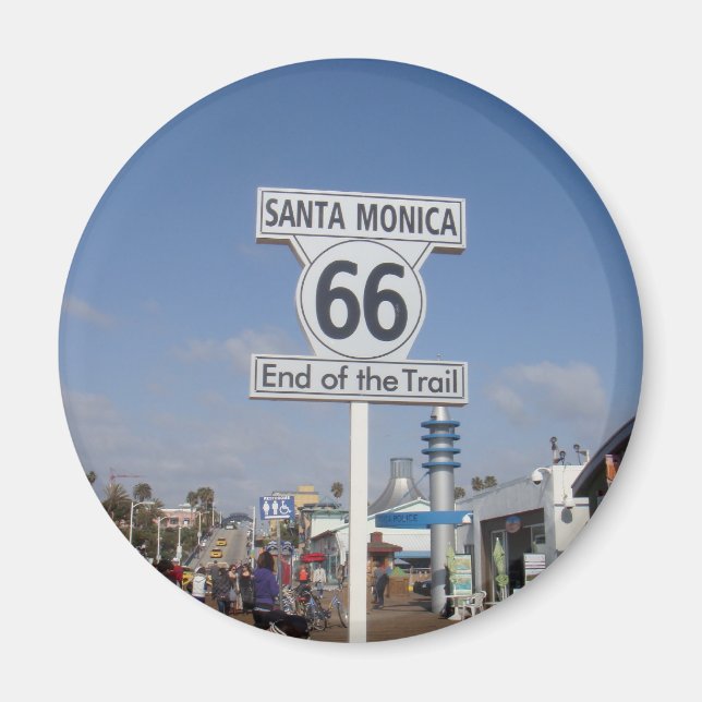 Aimant Père Noël Monica, Californie - RT 66 (Devant)