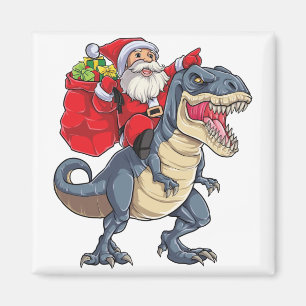 Aimant Père Noël montant le cadeau de Noël de T-shirt 