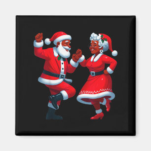 Aimant Père Noël noir afro-américain dansant à Noël Mme