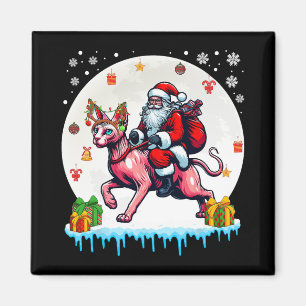Aimant Père Noël Riding Reindeer Sphynx Chat Noël Proprié