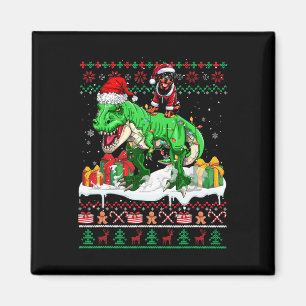 Aimant Père Noël Rottweiler équitation T-rex Sweater de N