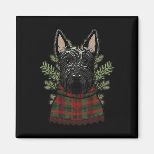 Aimant Père Noël Scottie Xmas sur Terrier écossais de Noë