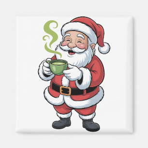 Aimant Père Noël tenant une boisson Matcha Noël