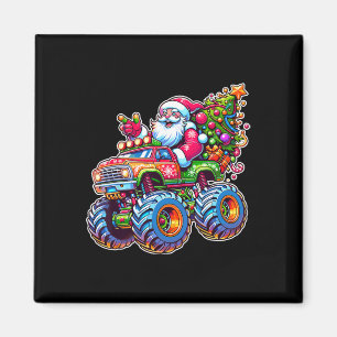 Aimant Père Noël Xmas conduisant un drôle de camion monst