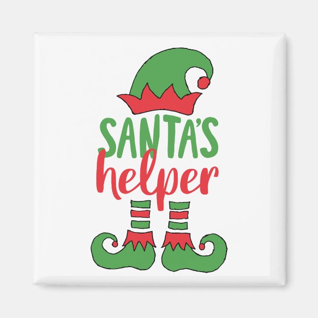 Aimant Père Noël's Helper Cute Cartoon Elf Dessin Cute El (Devant)