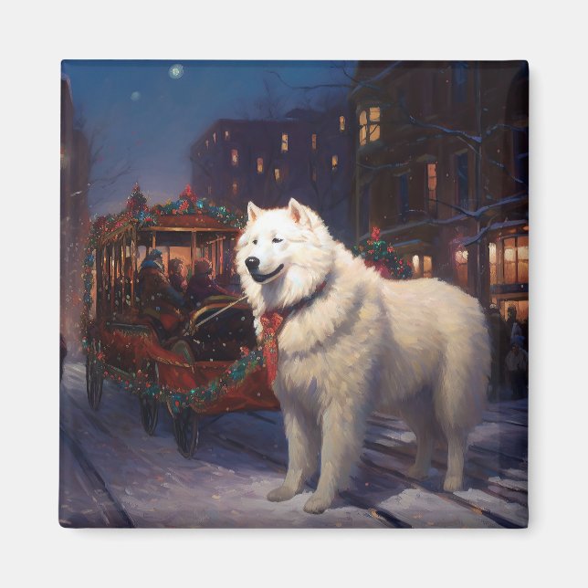 Aimant Période de fêtes de Noël Samoyède (Devant)
