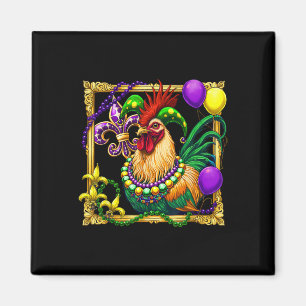 Aimant Perles de poulet Mardi Gras Carnaval Agriculteur a
