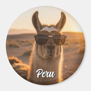 Aimant Pérou Llama en lunettes de soleil
