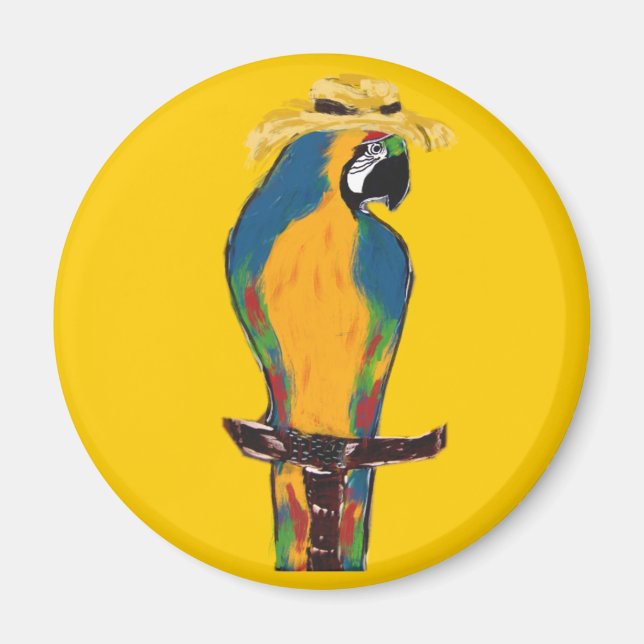 Aimant Perroquet bleu et jaune (Devant)