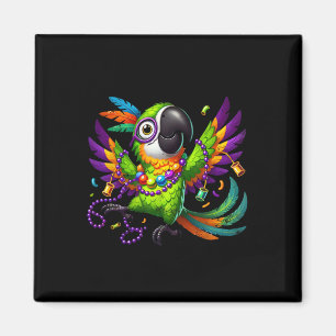 Aimant Perroquet Mardi Gras - Oiseau de Fête Joyeux
