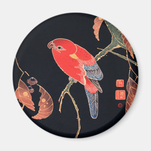 Aimant Perroquet rouge sur la branche d'un arbre par Ito