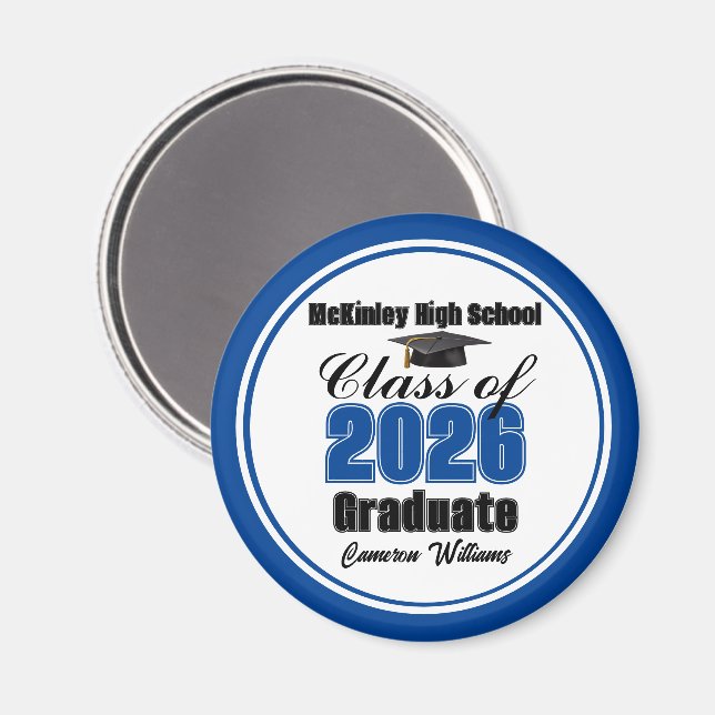Aimant Personalized Blue Class of 2026 Graduation Party (Recto/Verso)