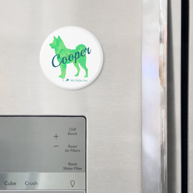 Aimant Personalized Cute Pastel Green Shiba Inu - Dog (In situ (réfrigérateur))