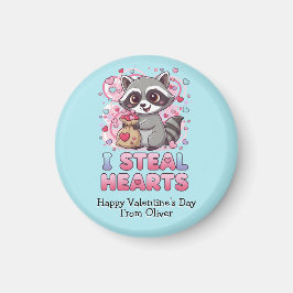 Aimant Personalized Cute Raccoon Classroom Valentine