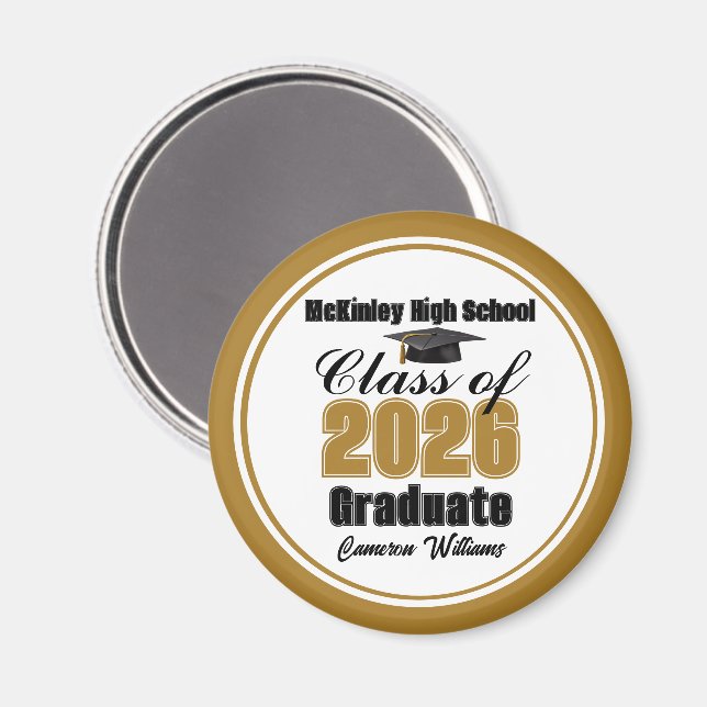 Aimant Personalized Gold Class of 2026 Graduation Party (Recto/Verso)