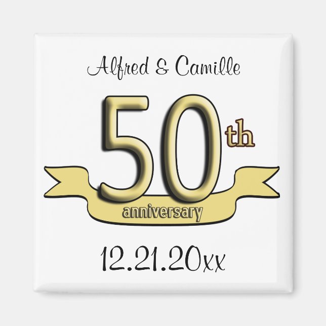Aimant Personnalisable 50e anniversaire de fête Favor Mag (Devant)
