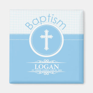 Aimant Personnalisable, Enfant de Dieu garçon bleu Baptêm