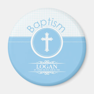 Aimant Personnalisable, Enfant Garçon Bleu de Dieu Baptêm