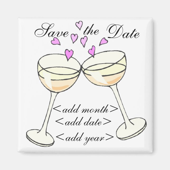 Aimant Personnalisable Enregistrer La Date Toast (Devant)