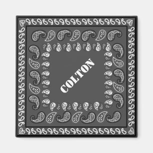 Aimant Personnalisation de Paisley Bandana Western Gray C