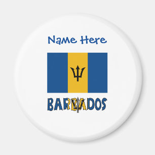 Aimant Personnalisation du drapeau de la Barbade bleue