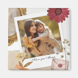 Aimant Personnalisation moderne Je t'aime Maman Photo