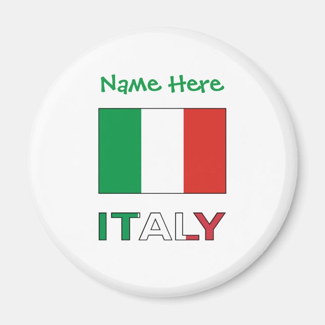 Aimant Personnalisation verte du drapeau italien en Itali (Devant)
