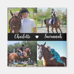 Aimant Personnalisé 4 Photos Collage Nom du cheval