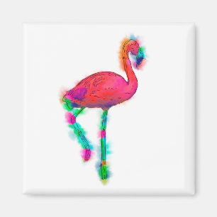 Aimant personnalisé à motif flamant rose abstrait