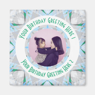 Aimant Personnalisé Anniversaire Star Grey Green Photo Gr