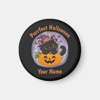 Aimant personnalisé de chat noir mignon pour Hallo