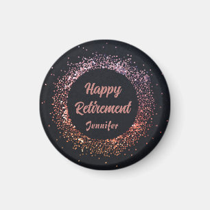 Aimant Personnalisé Elegant Rose noir or joyeuse retraite
