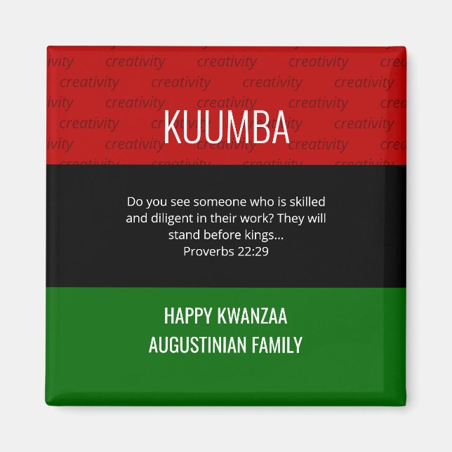 Aimant Personnalisé KUUMBA Happy Kwanzaa (Devant)